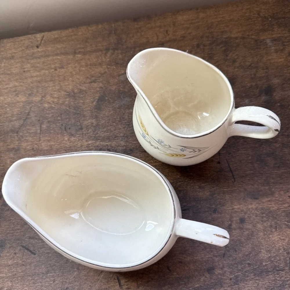 Vintage Homer Laughlin Cavalier Eggshell SOMERSET Wheat China Creamer Gravy Boat - Picture 6 of 11